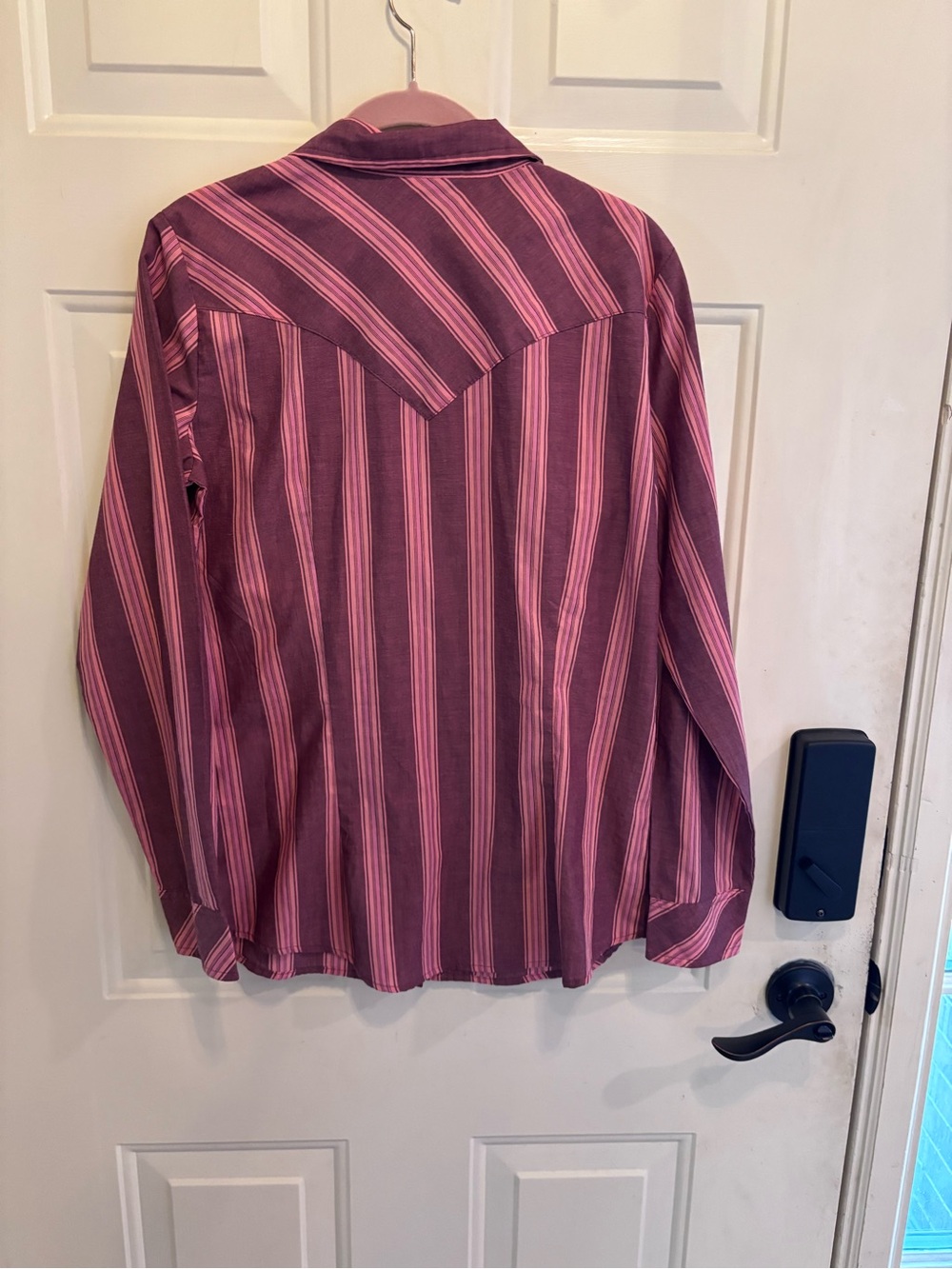 Wrangler Coastal Cowgirl Striped Button-Front Shirt in Plum and Pink - Picture 3 of 4